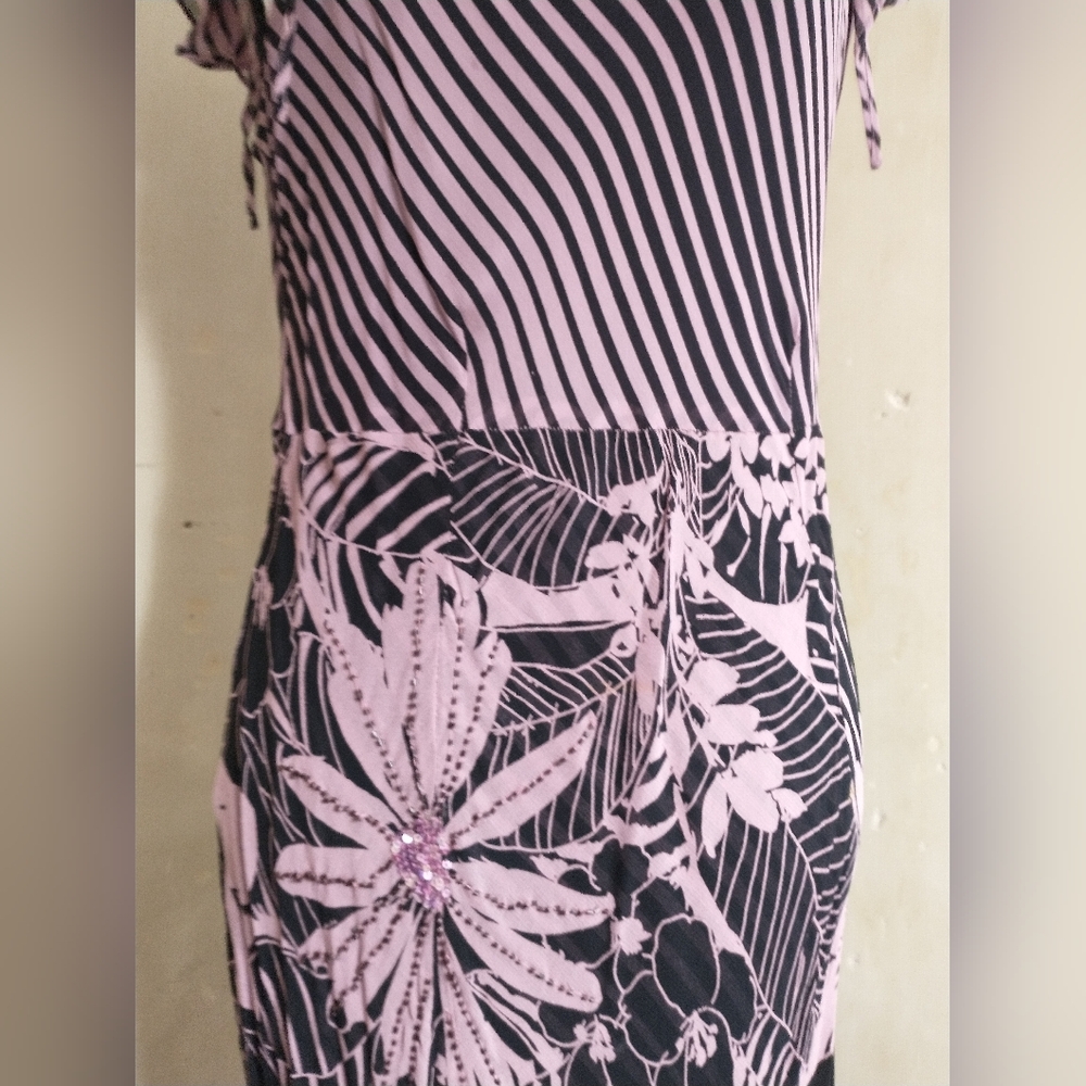 Floral & Striped Pink and Black Maxi Dress - Picture 5 of 11